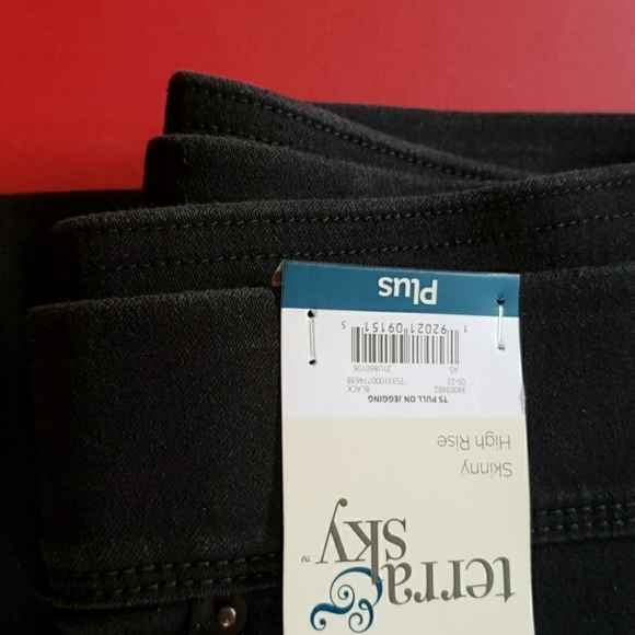 TERRA & SKY 4X Dark washed Black Denim Jeggings Size 4X 30W 32W - Picture 2 of 2